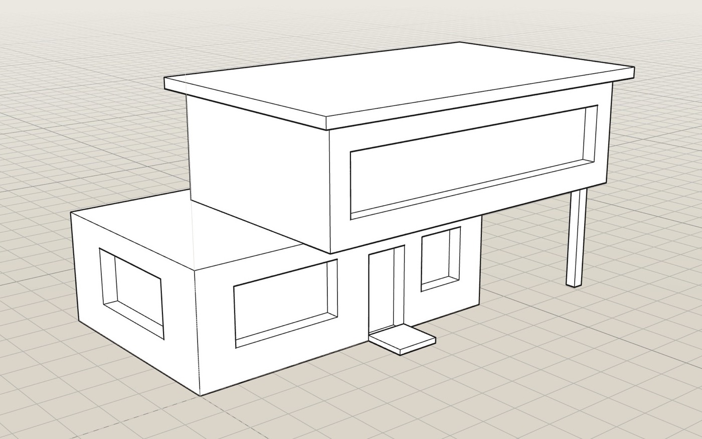 House model in hidden line style